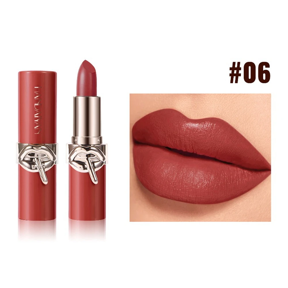 Batom nude à prova d'água, 6 cores, sexy, fosco, contorno labial, duradouro, copo antiaderente, brilho labial, maquiagem coreana, cosméticos