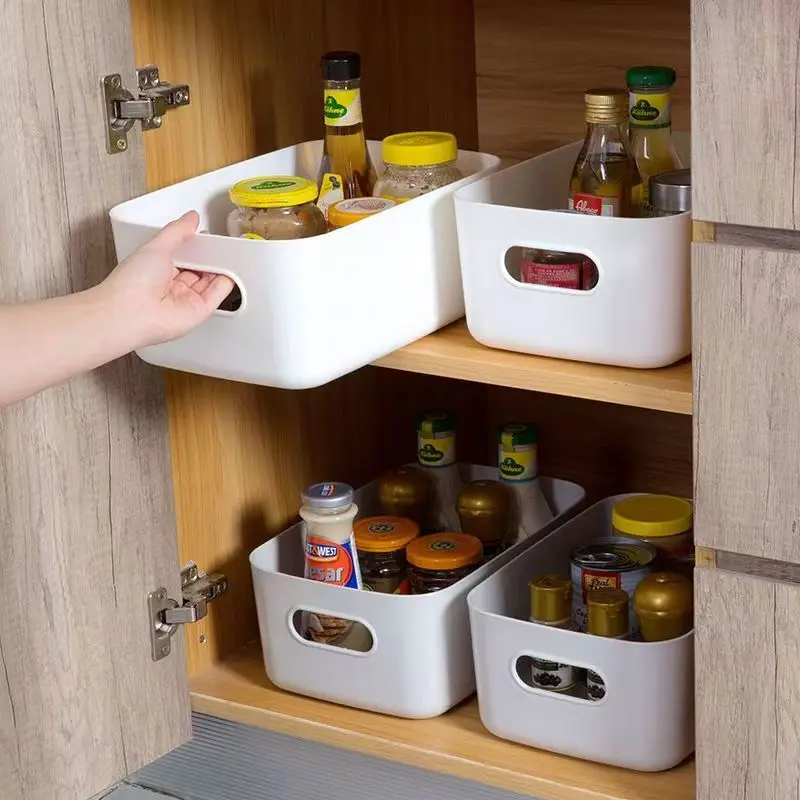 3Pcs/Simple Desktop Storage Box Kitchen Drawer Divider Plastic Storage Organizer Household Miscellaneous Basket