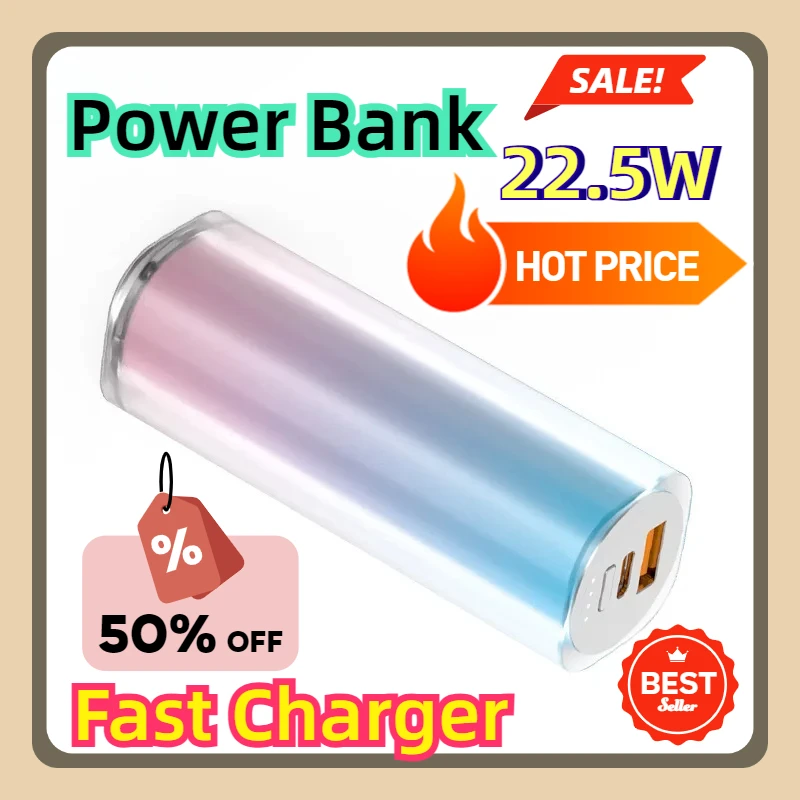 For IPhone Samsung Huawei Portable Type C USB Charging 22.5W Universal Mini Small Power Bank Externall Battery Fast Charger