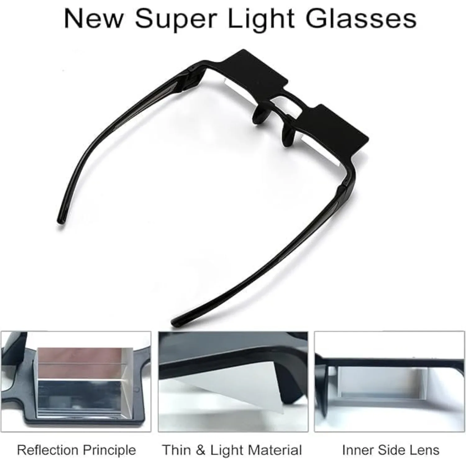 okcsc New Upgraded Reading Glasses Lying Down Bed Light Periscope Glasses for Watching TV Glasses Prism Glasses Lazy Glasses