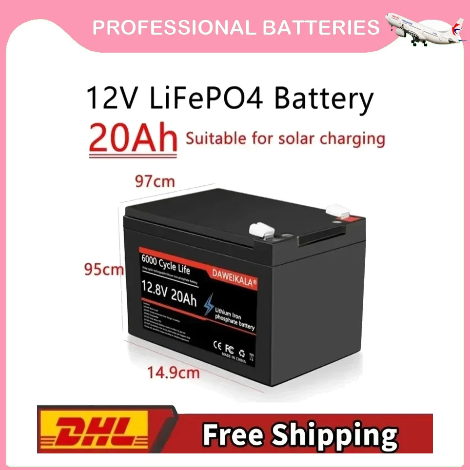 

Новая аккумуляторная батарея Daweikala 12В 20Ач LiFePO4 со встроенной BMS, 6000 циклов, литий-железо-фосфатная, перезаряжаемая, для ИБП, детских устройств