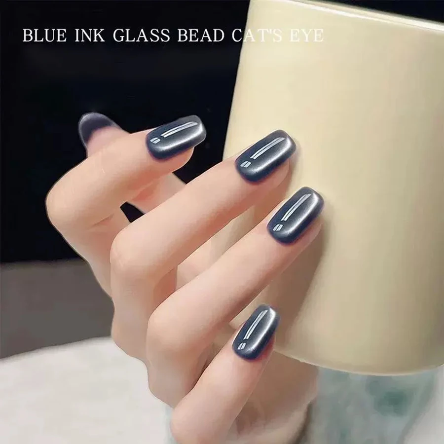 ZH 1 pz Stile Giapponese I Più Venduti Blu di Vetro Perla di Cristallo Cat Eye Gel Smalto per unghie 2025 Inchiostro Blu Lampadina Cat Eye Smalto per unghie