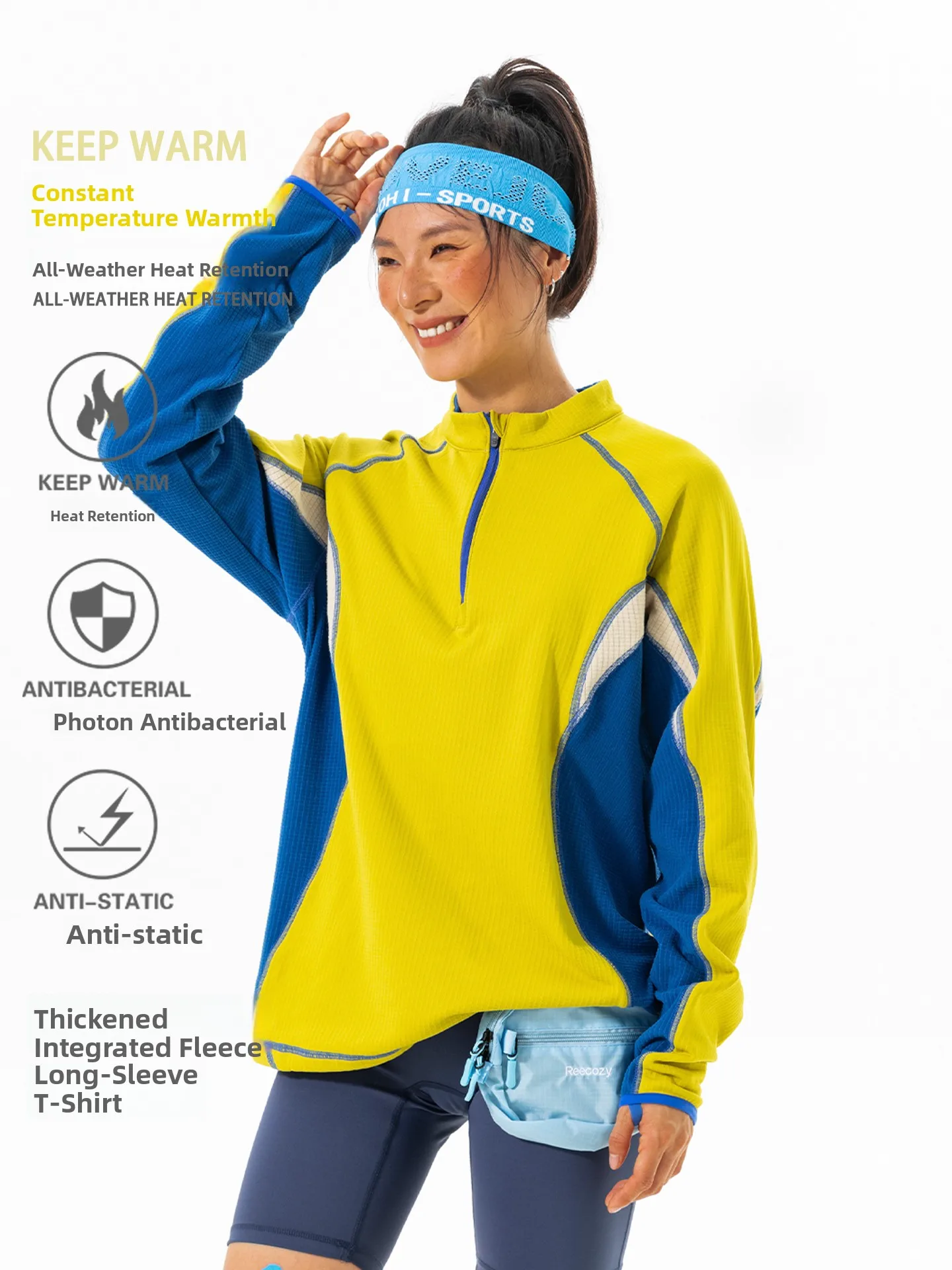 Thickened Double-sided Fleece Long Sleeve T-shirt Autumn Winter Outdoor Casual Half Zip Men Women Loose Warm Base Layer Shirt