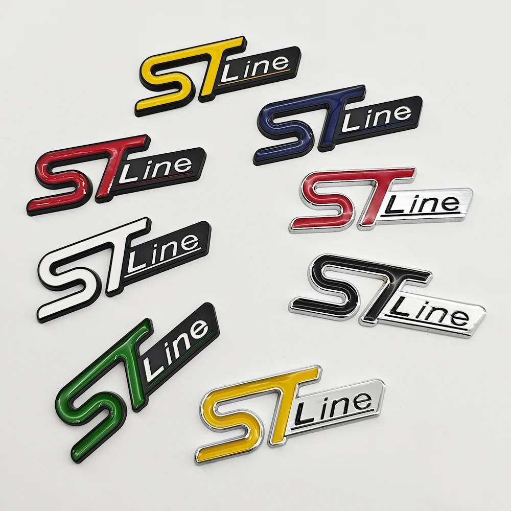 ثلاثية الأبعاد المعادن ST خط لاصق الشعار الجبهة الشواية شعار الخلفي الجذع شارة مائي لفورد بوما مونديو التركيز كوغا MK3 MK4 اكسسوارات السيارات #2
