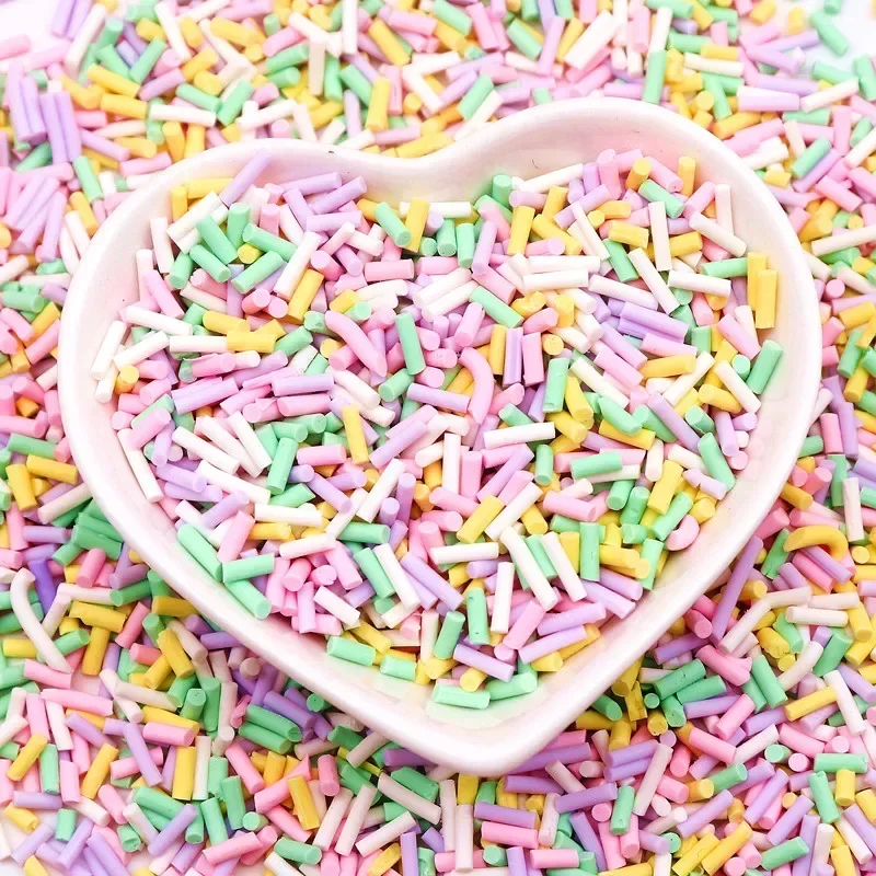 Candy Polymer Clay Slices 1mm Thin Long Cylindrical Hot Clay Sprinkles for Slime DIY Crafts Tiny Plastic Clay Accessory