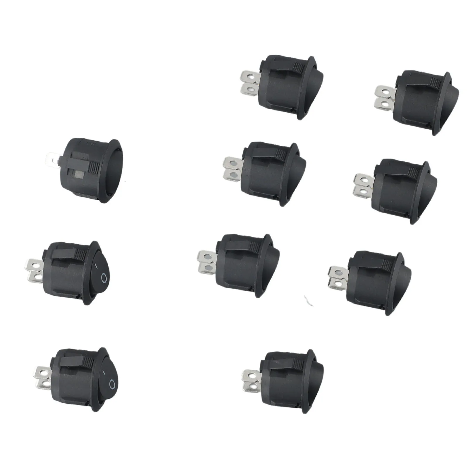 

10PCS Car Round Rocker Switch ON/OFF 2 Pin SPST Camper Van Caravan Motorhome Mini Circle Toggle Switch 12V For Car Automotive RV