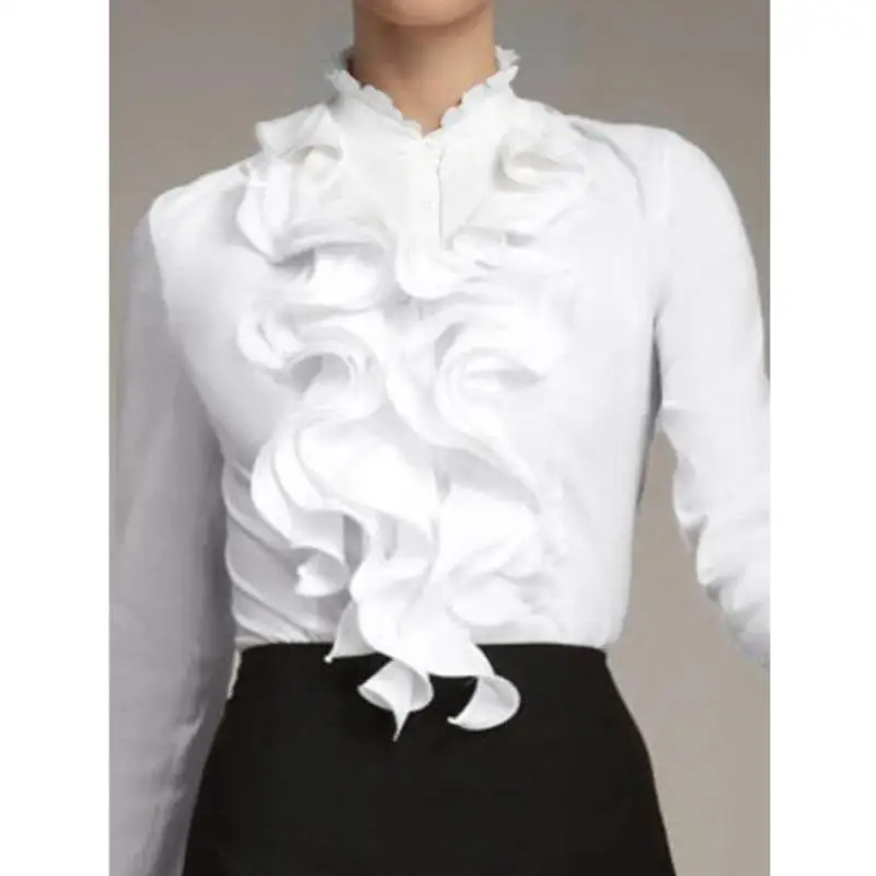 

Ele Long Ladies irt T 74087 TEMU Чистый цвет на пуговицах спереди с кружевным воротником из искусственной кожи Thiened Fce на подкладке