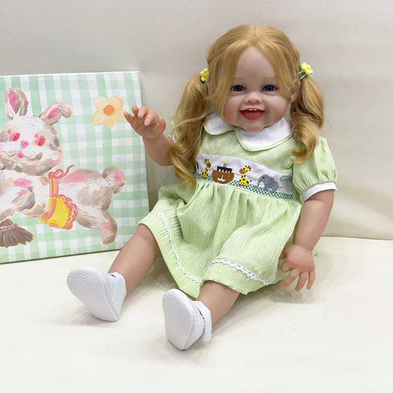 

60cm Reborn Baby Doll Devi Toddler Newborn Doll Princess Girl Lifelike Soft Touch 3D Skin Art Doll with Hand Root Hair