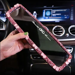 Bling Rhinestone Car Interior Rearview Mirror Cover Crystal Diamond Car Rear View Mirror Decoration Auto Accessories For Women