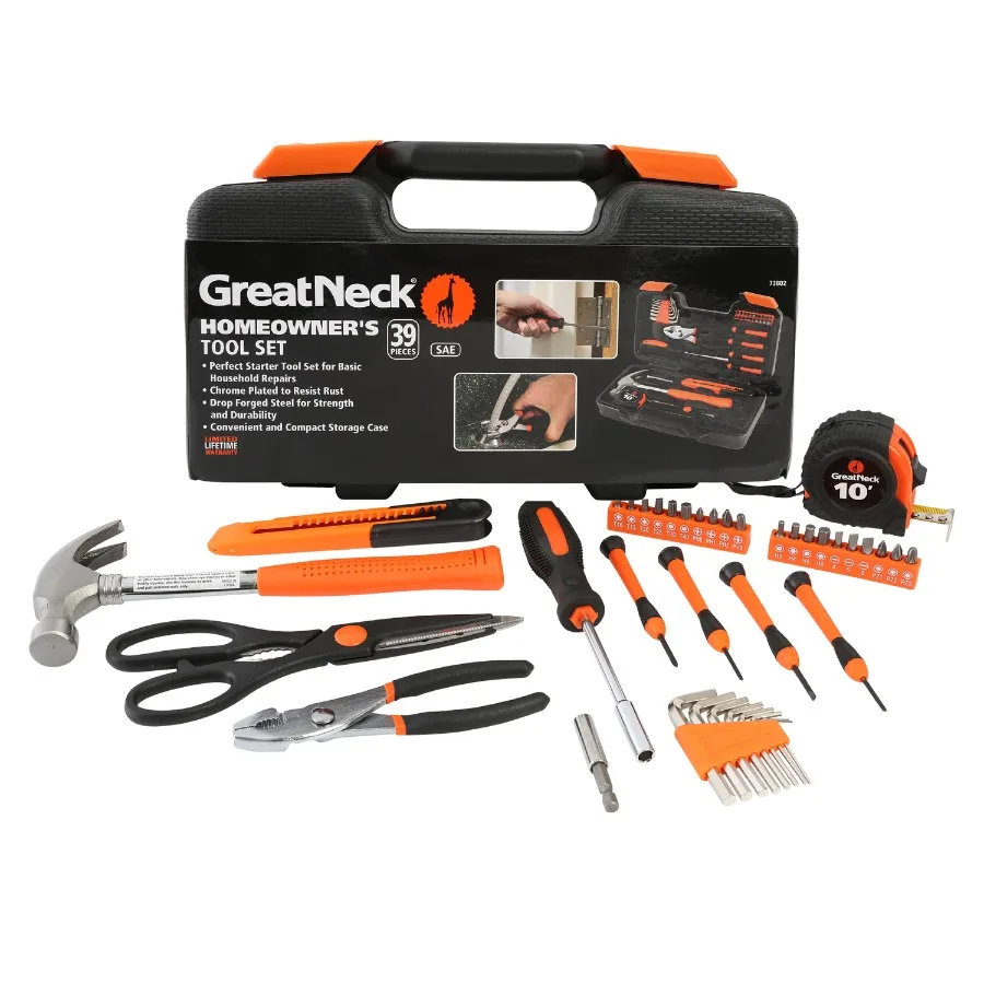 

Great Neck Homeowner's Tool Set 39 Pieces for Routine Home Maintenance