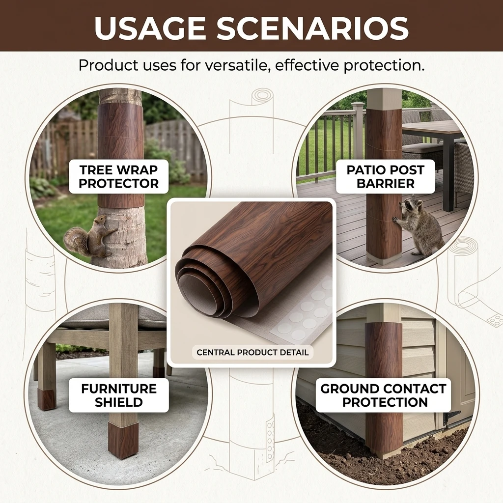 Thickened PVC Tree Root Protector for Garden Landscaping Rodent Barrier Anti Climb Bark Guard Outdoor Trunk Wrap Durable