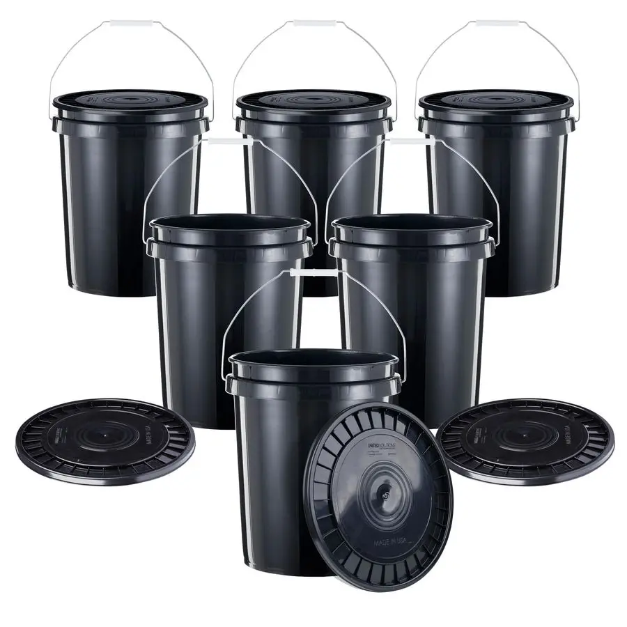 

5Gallon HeavyDuty Buckets with SnapOn Lids, 6Pack BPAFree, FoodGrade Plastic, MultiPurpose Storage for Home, DIY, and Job Sites