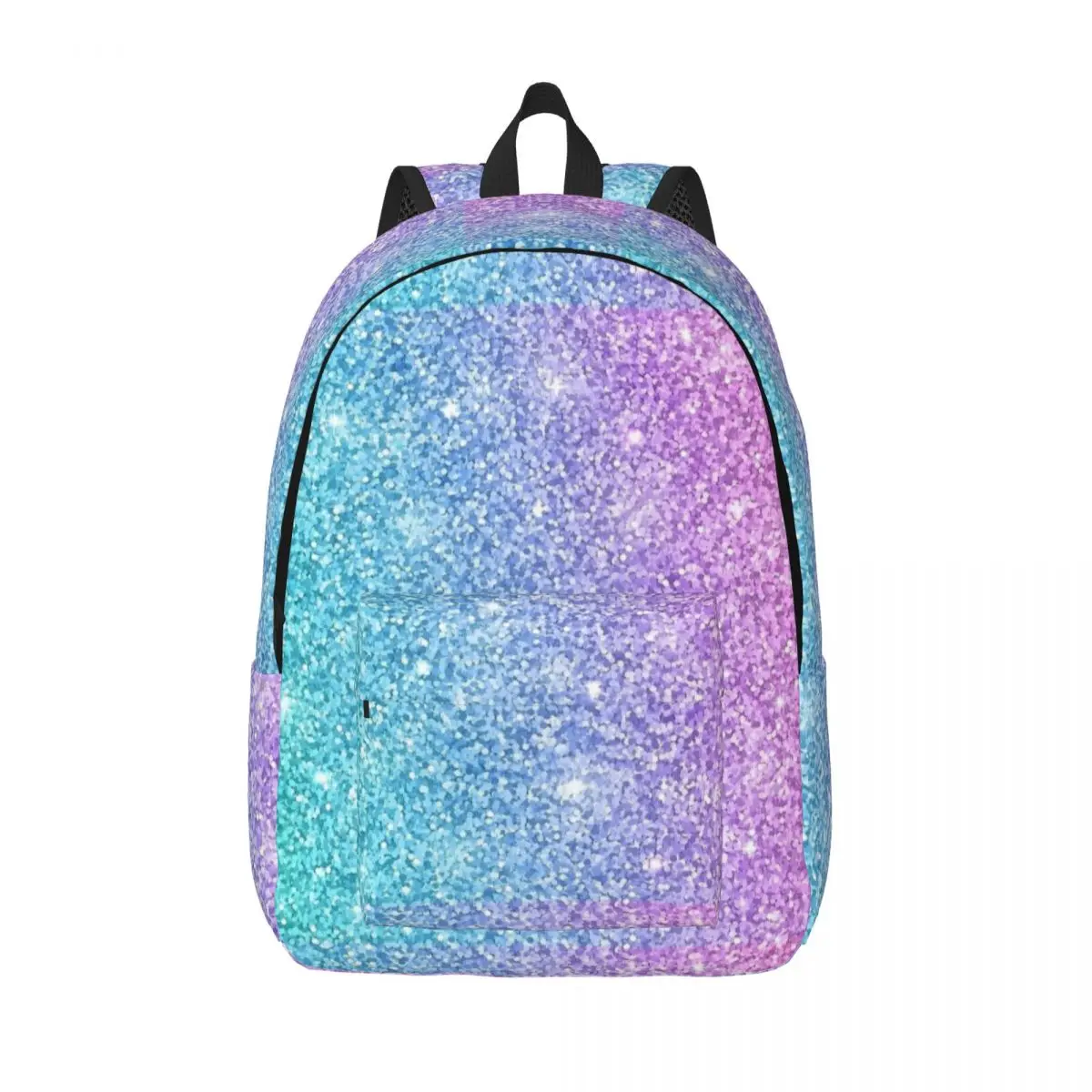 

Gradient Ombre Stardust Casual Backpack Sports High School Hiking Purple Turquoise Blue Daypack Men Women College Canvas Bag