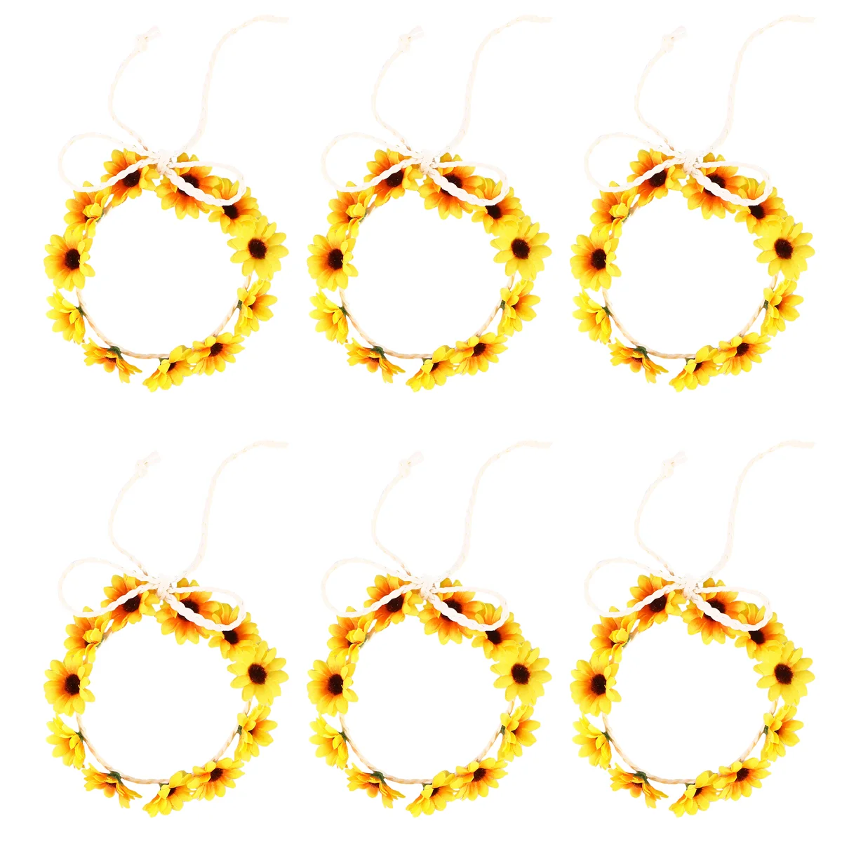 6pcs Floral Headband Daisy Flower Crown Hair Wreath Bridal Headpiece Festivals Hair Band (Yellow) flower headband