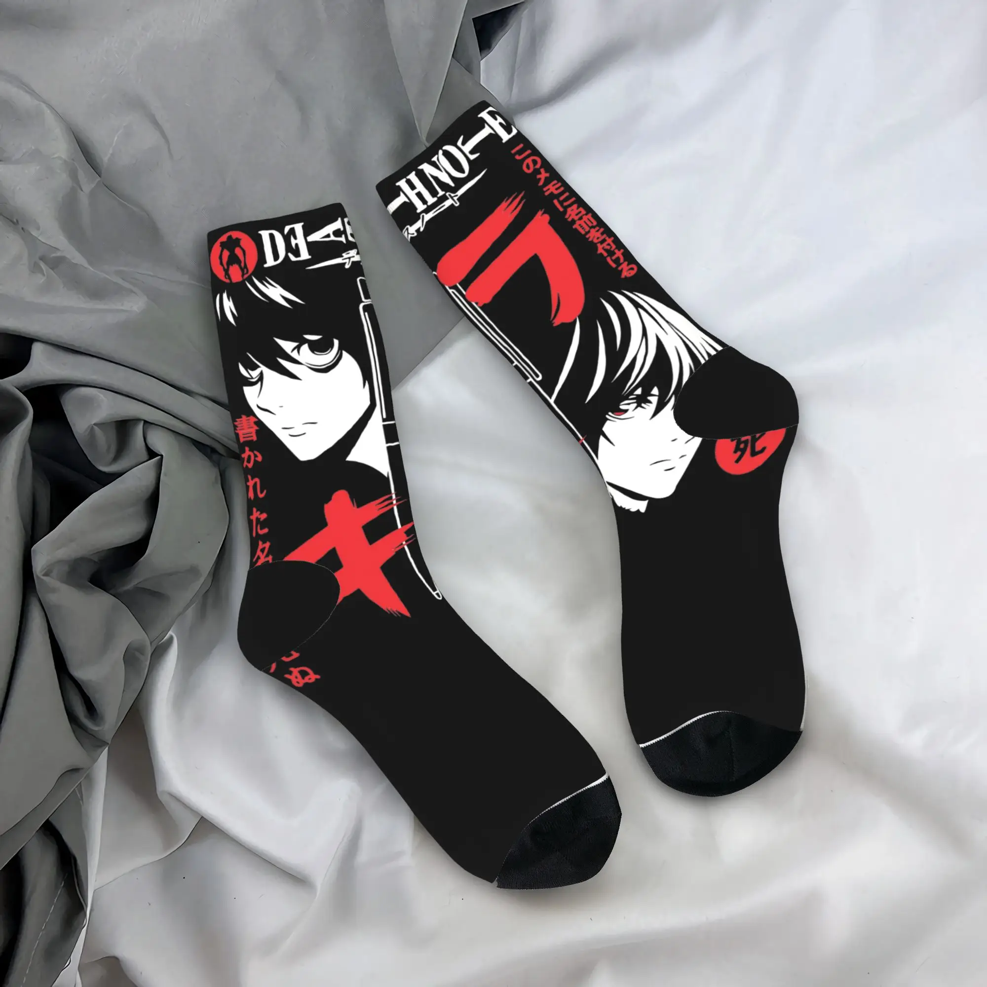 Adults Men Socks Death Notes Manga Stockings Winter Vintage Warm Soft Socks Design Cycling Non Skid Socks