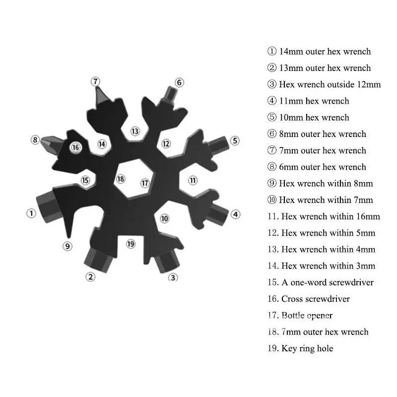 18 In 1 Snowflake Multi-tool Stainless Steel Multi-purpose Wrench 18in1 Multifunctional Tool