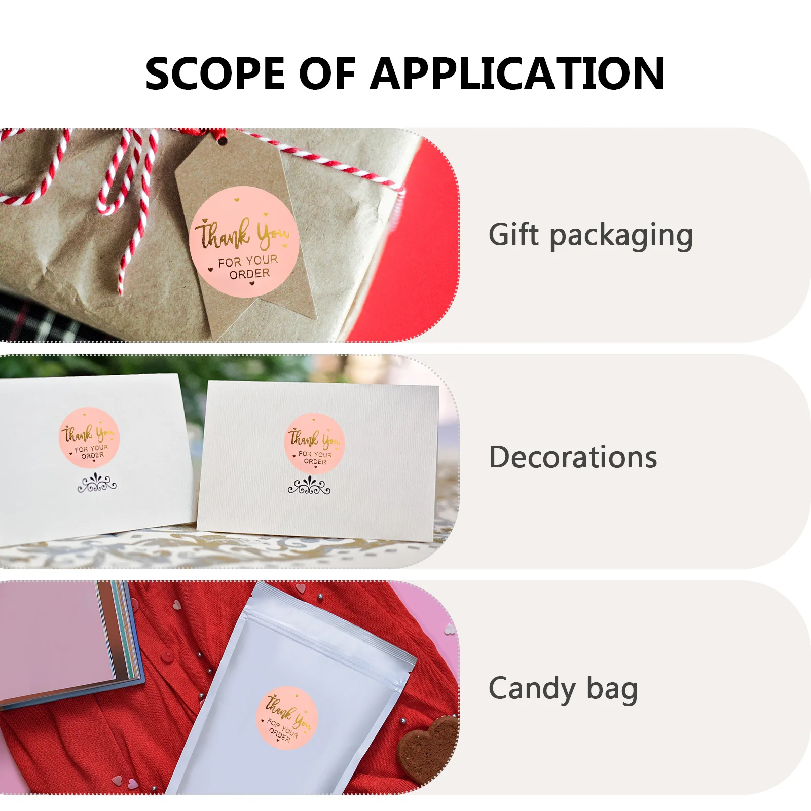 

500 Pcs Thank You Gift Stickers Sealing Tags Packaging Decals Bronzing Pink Gift Label decals for Boxes Bags Cards