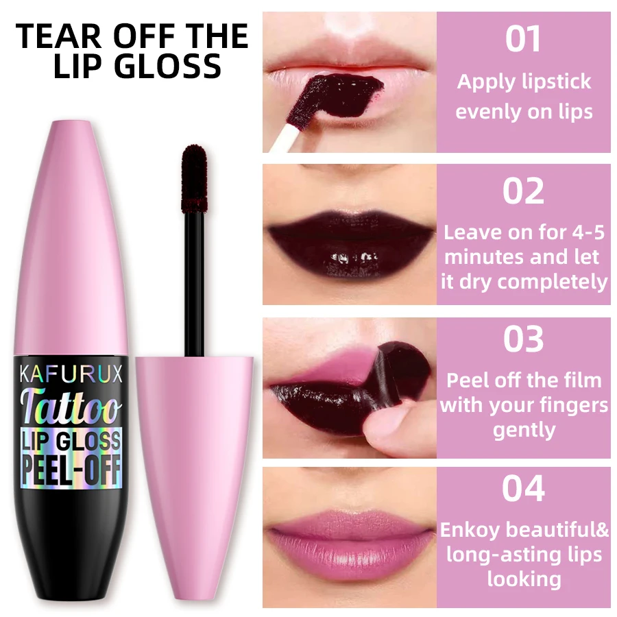 7 Kolorów Wodoodporny Tint do Ust Peel Off Konturówka do Ust Tatuaż Błyszczyk Długotrwały Matowy Różowy Czerwony Brązowy Kontur Makijaż Ust Tusz do Ust Prezent