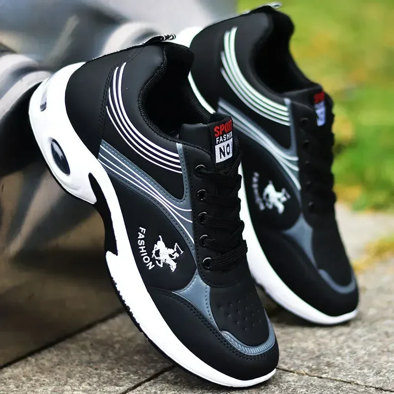 Quality Men Sneakers Leather Mens Casual Sneakers Platform Man Sports Shoes Shock Absorption Male Tennis Shoes Zapatillas Hombre