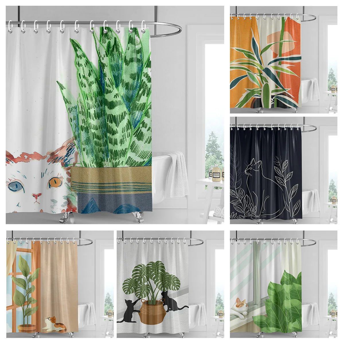 

Занавеска для душа «Кошачий лес» 70x72 дюйма, водонепроницаемая ткань, устойчивая к плесени занавеска для ванной комнаты INS Wind, милые занавески для ванной комнаты