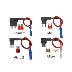 12V 24V MINI SMALL MEDIUM Size Car Fuse Holder Add-a-circuit TAP Adapter with 10A Micro Mini Standard ATM Blade Fuse