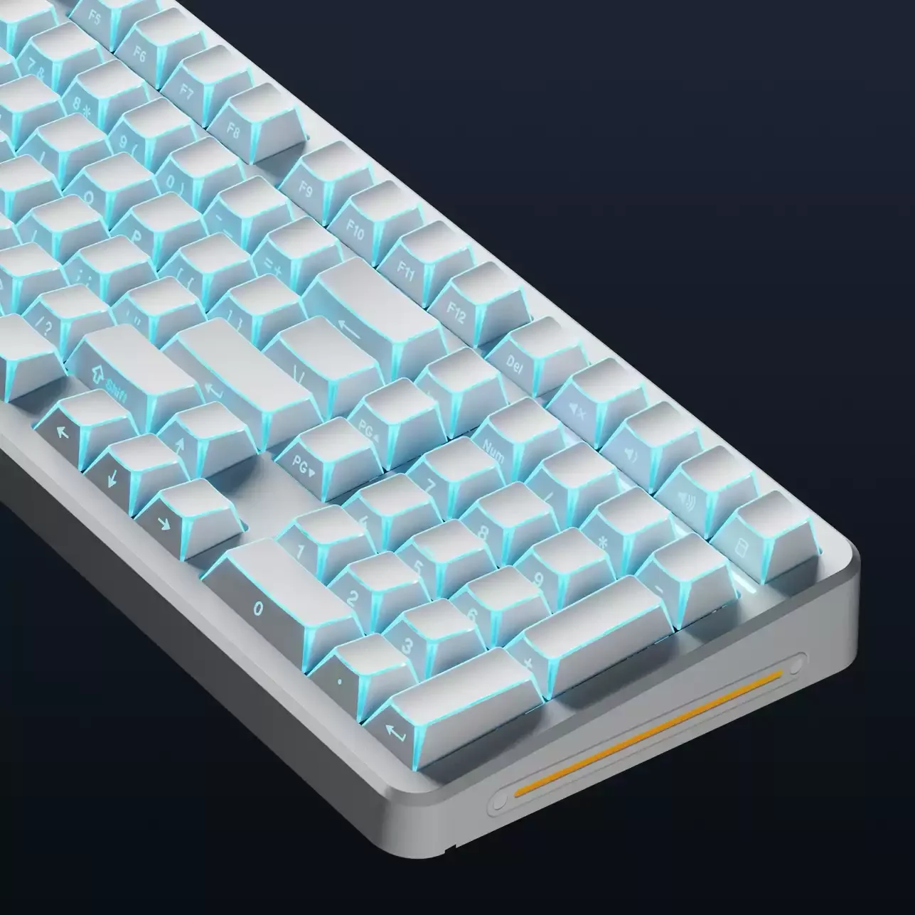 White Shadow Fold Shine Through PBT Keycap Set 97-130 Keys Cherry Profile Double Shot Keycaps for MX Switches Gaming Keyboard
