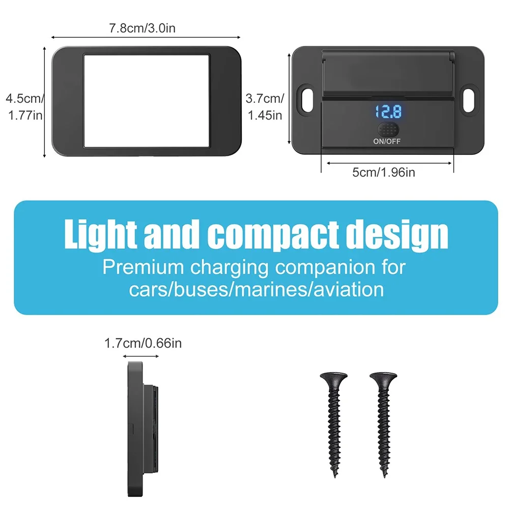 18W USB A 30W PD Auto-Ladegerät Schnellladegerät Dual-USB mit EIN/AUS-Schalter für LKW, Wohnmobil, Wohnwagen Zubehör – Detail 7