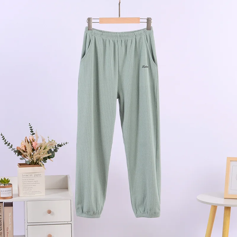 New Solid Color Spring Autumn Ladies Pajama Pants Casual Loose Thin Velvet Home Trousers Pyjama Femme Hiver Pijama Pant