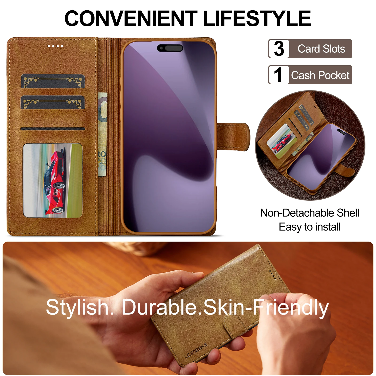 Wallet Stand Case For iPhone 17 Promax 16 Pro 15 14 13 12 PU Leather Flip Holster Protect Full Cover Shockproof Manetic Buckle
