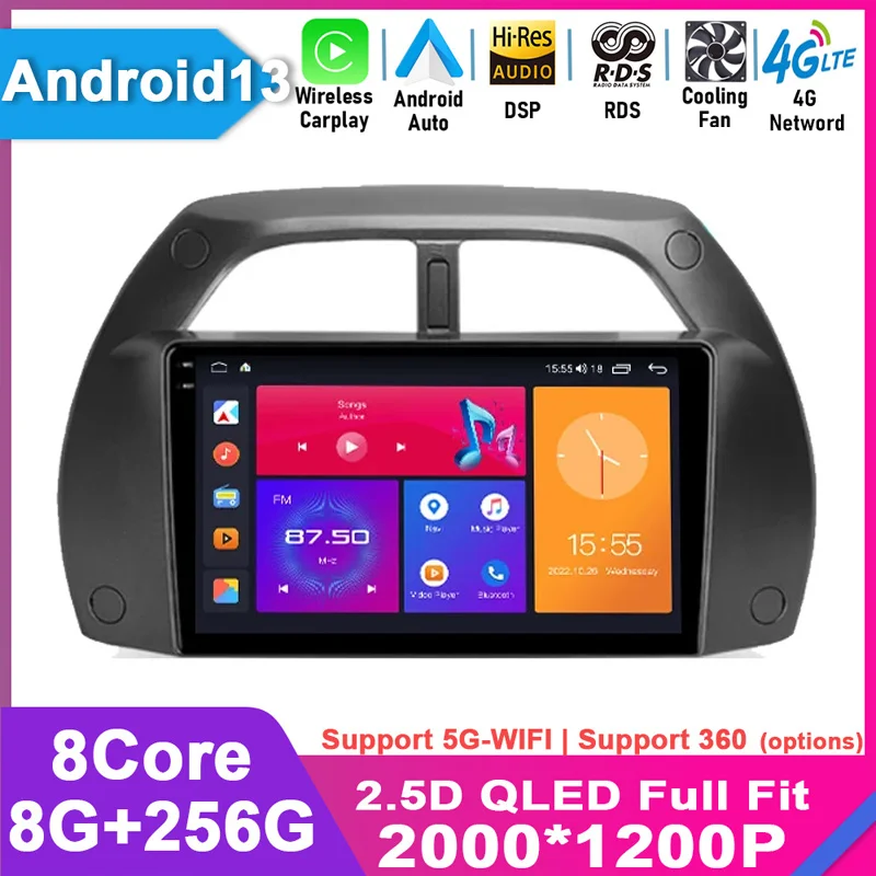 

For Toyota RAV4 2 CA20 CA20W XA20 2000 - 2003 Android 13 Car Radio Multimedia Video Player Display Navigation GPS No 2din dvd