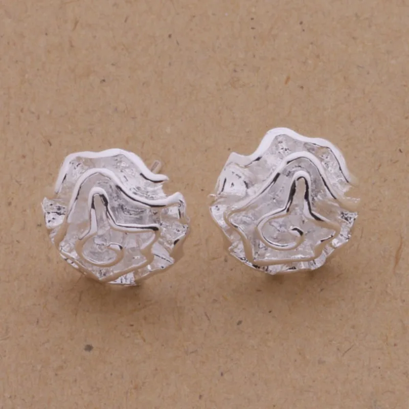 925 Sterling Silber Rosenblüten-Ohrringe Klassiker für Damen Hochzeitsschmuck Verlobung Mode Hochwertig Party Geschenk Großhandel