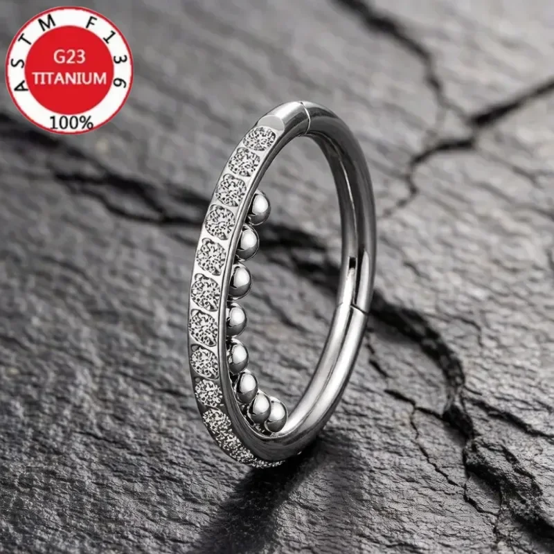 2/5Pcs G23 Titanium Nose Ring Body Jewelry Septum Round Tragus Cartilage Daith Lip Stud Clicker Earring for Women and Men