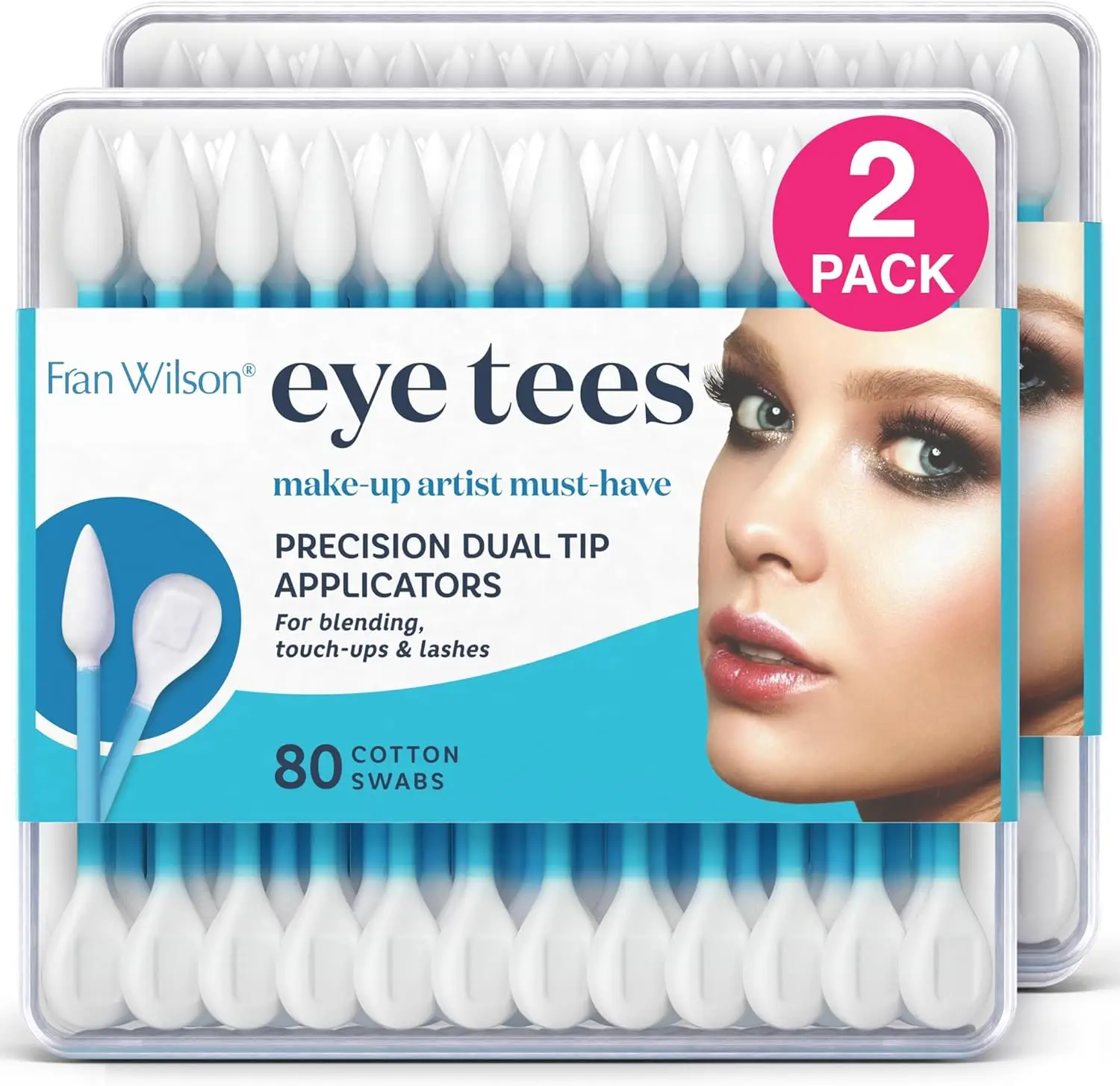 

Precision Double-Sided Cotton Swabs 80 Count (2 Pack) - Pointed & Rounded Ends for Makeup, Cleaning & Touch-ups