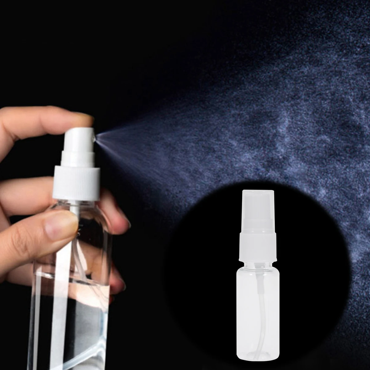 

10pcs Mini Travel Spray Bottle Portable Refillable Fine Mist Plastic Empty Containers for Essential Oils Lotion Storage
