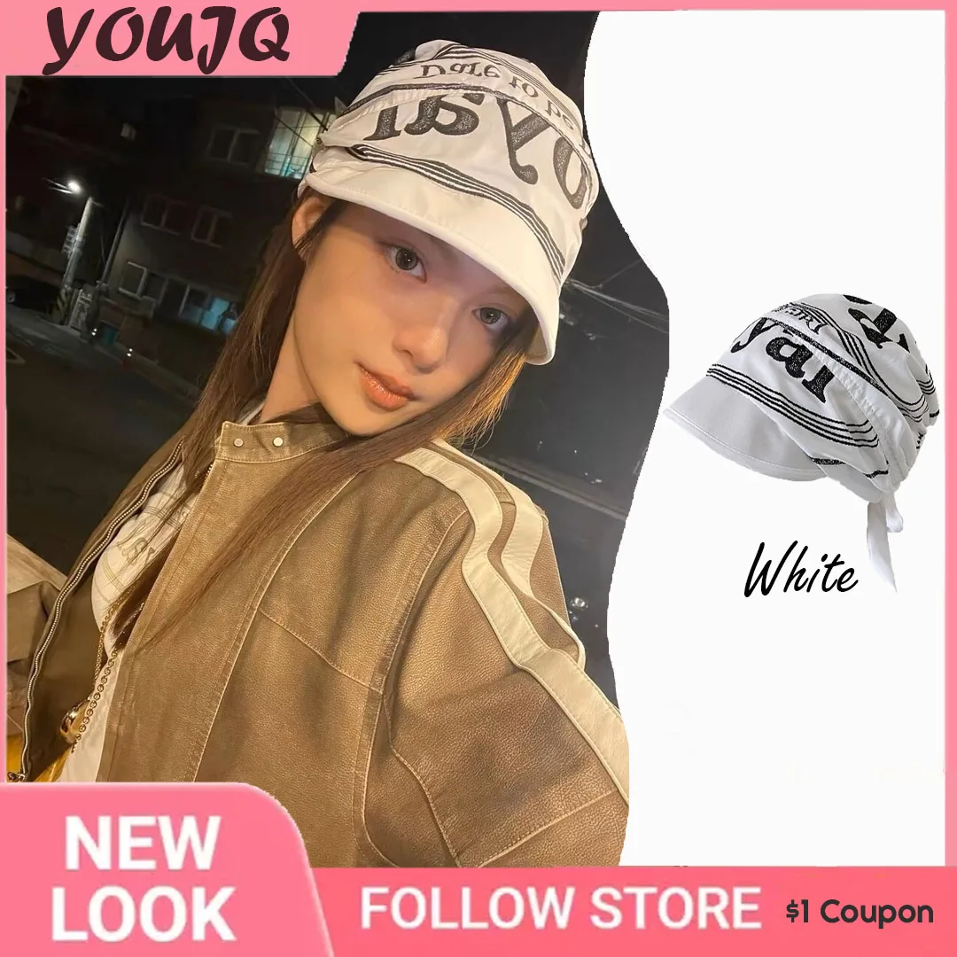 

Y2K Lace-up Sunscreen Pullover Baseball Hats for Women Street Trendy Letter Printing Sunshade Quick Drying Peaked Kpop Cap Gorra