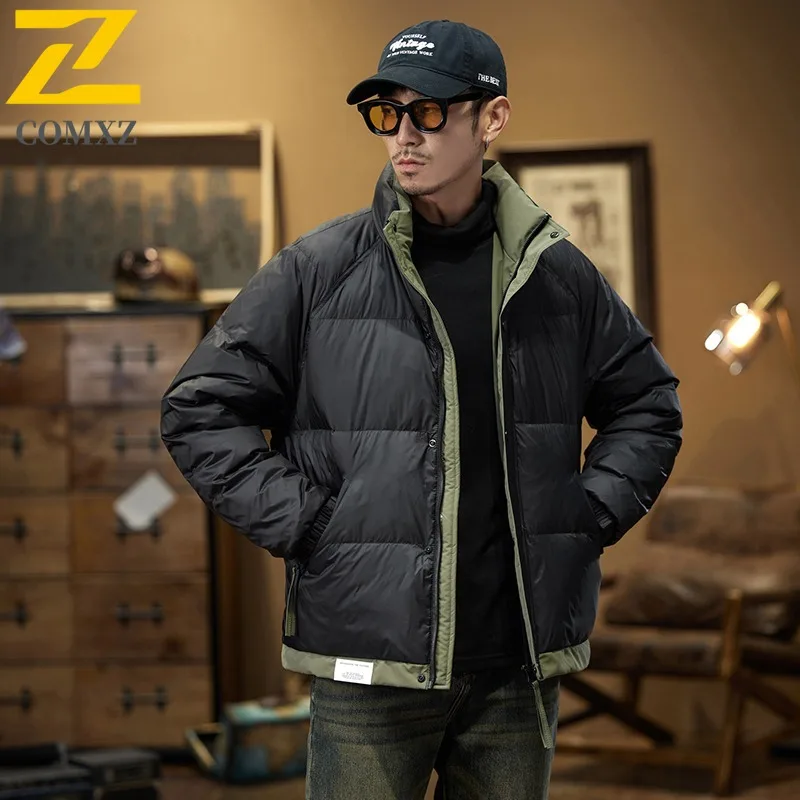 COMXZ Men's Bread Jacket Cold-Resistant Solid Color Casual Sporty Snowy Padded Jacket Travel Hooded High-Quality Winter Jackets