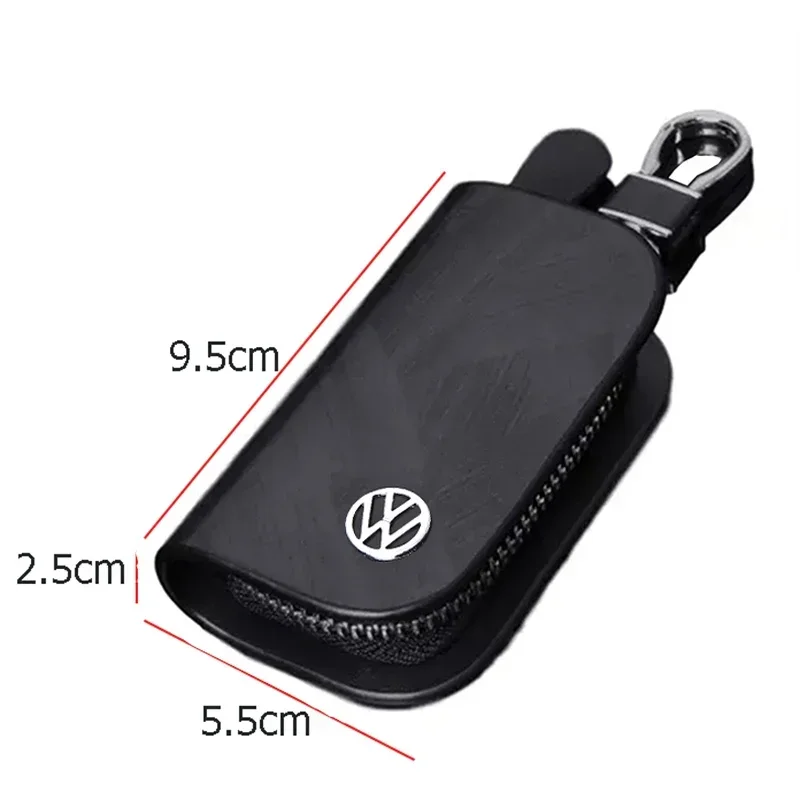 Leather Car Logo Key Case Cover Key Chain Protective Bag for Volkswagen Passat Santana Tiguan Scirocco Magotan Sagitar Lavida CC