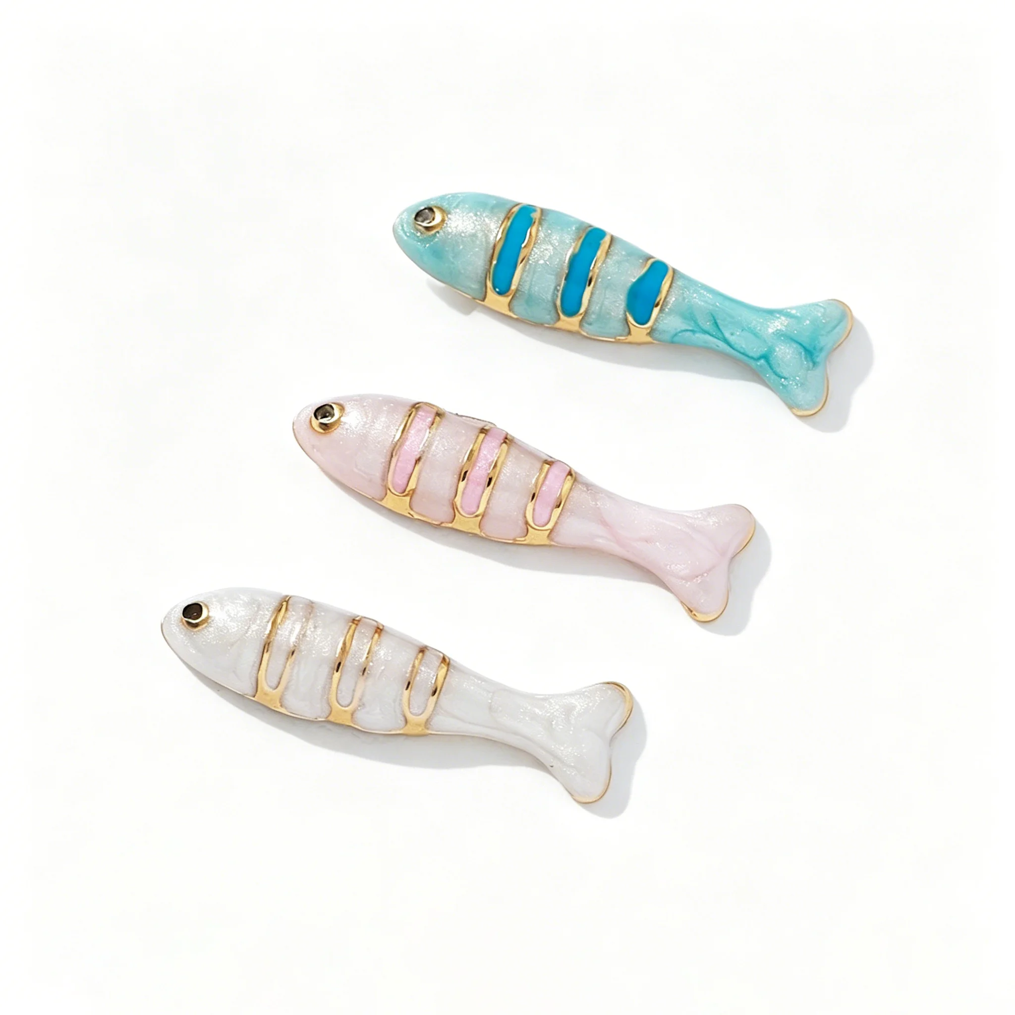 2 Stück Edelstahl-Ozean-Anhänger, Emaille-Fisch-Anhänger mit Perlmutteffekt für DIY-Ohrringe, Halsketten, Armbänder, Schmuckherstellung, Zubehör – Detail 3
