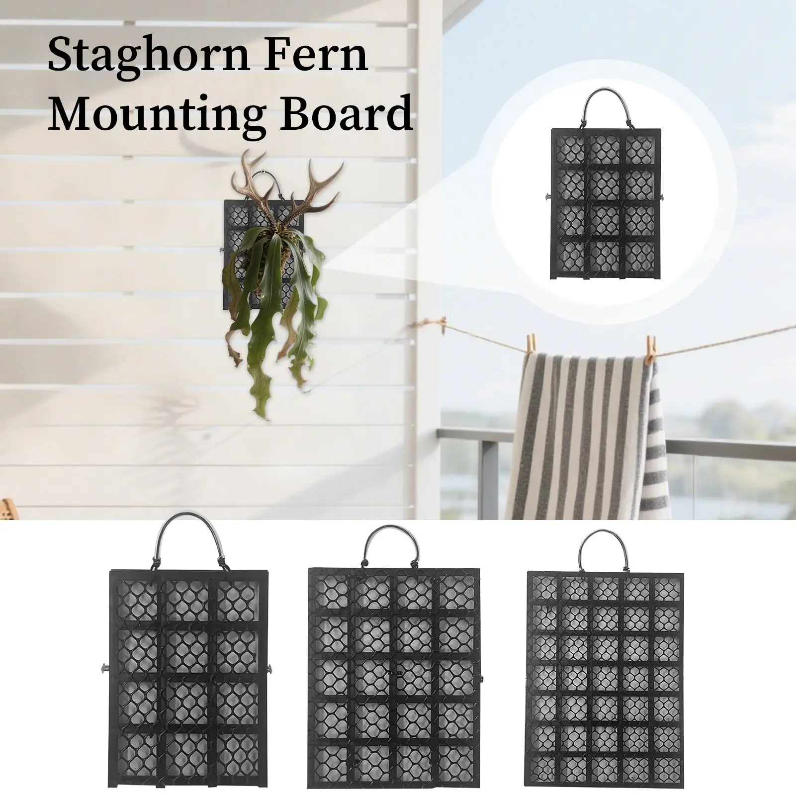 Maceta de pared de helecho Staghorn, marco de macetero de pared con exhibición de helecho, suministros de montaje de orquídeas, soporte para plantas trepadoras para interior