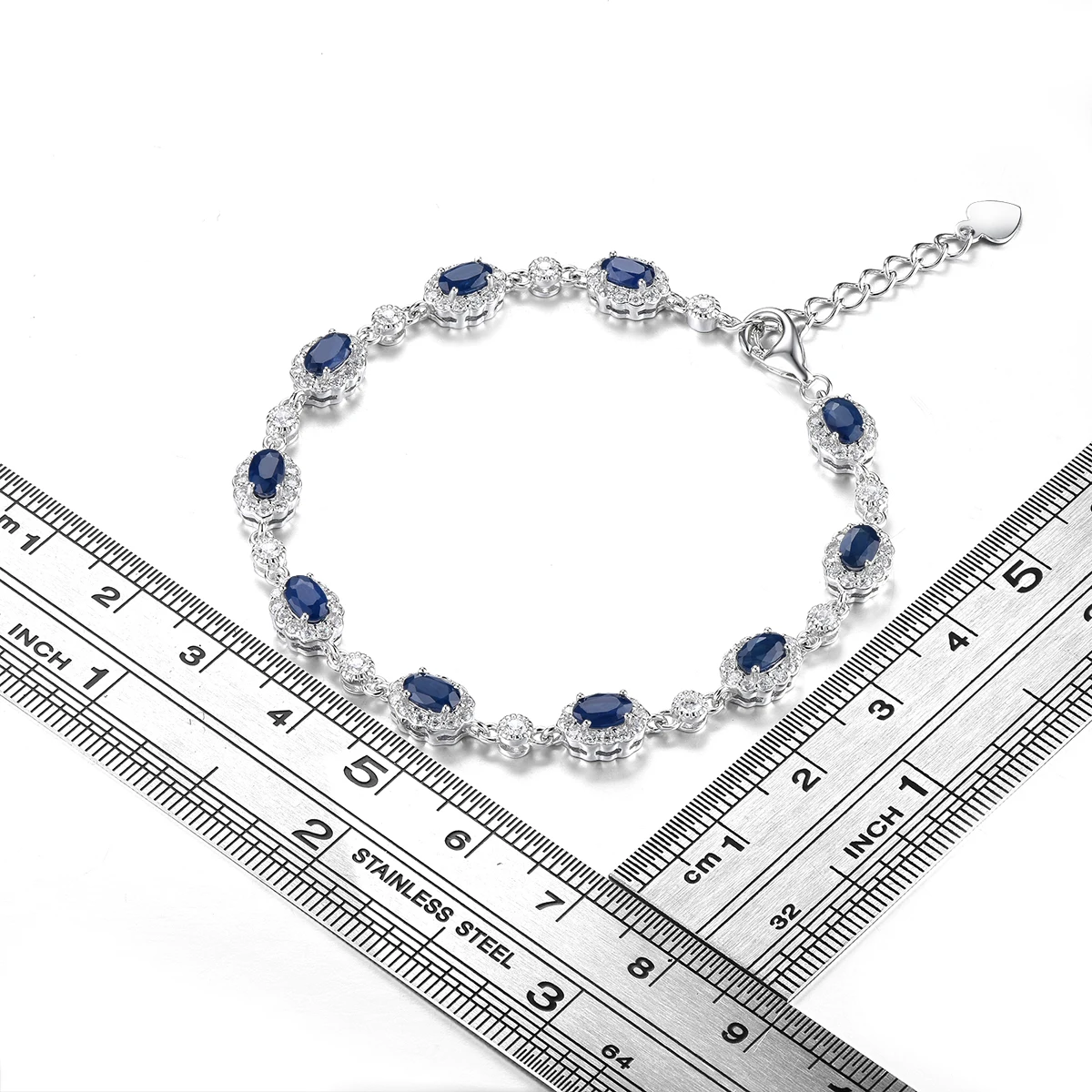 Natural Blue Sapphire Sterling Silver Bracelet 2.5 Carats Genuine Precious Gemstone Romantic Classic Women\'s Fine Jewelry Gifts