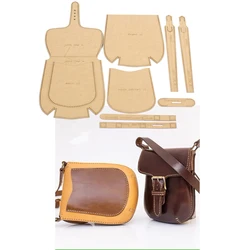 DIY leather craft  phone bag die cutting kraft paper sewing pattern hollowed stencil template 19x14x5cm