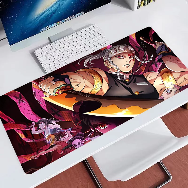 Gaming Mouse Pad Demon Slayer Tengen Uzui 90x40 Computer Mousepad Playmat Natural Rubber Office Carpet Computer Mice Pad For LOL