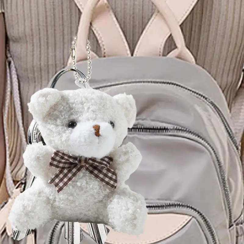 Bear Bag Charm Cartoon Car Keyring Decoration Decorative Backpack Keychain Charm Cute Bag Accessory For Purses Backpacks Plush