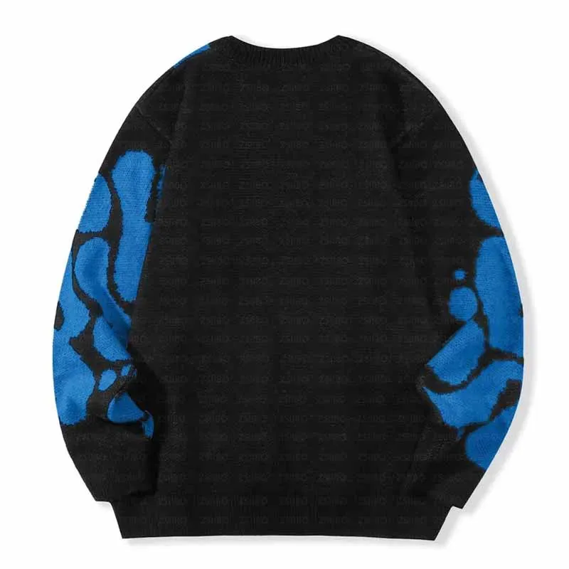 Jersey de punto con bordado de letras y cuello redondo, simple Otoño e Invierno uso diario, diseño suelto para suéter de exterior
