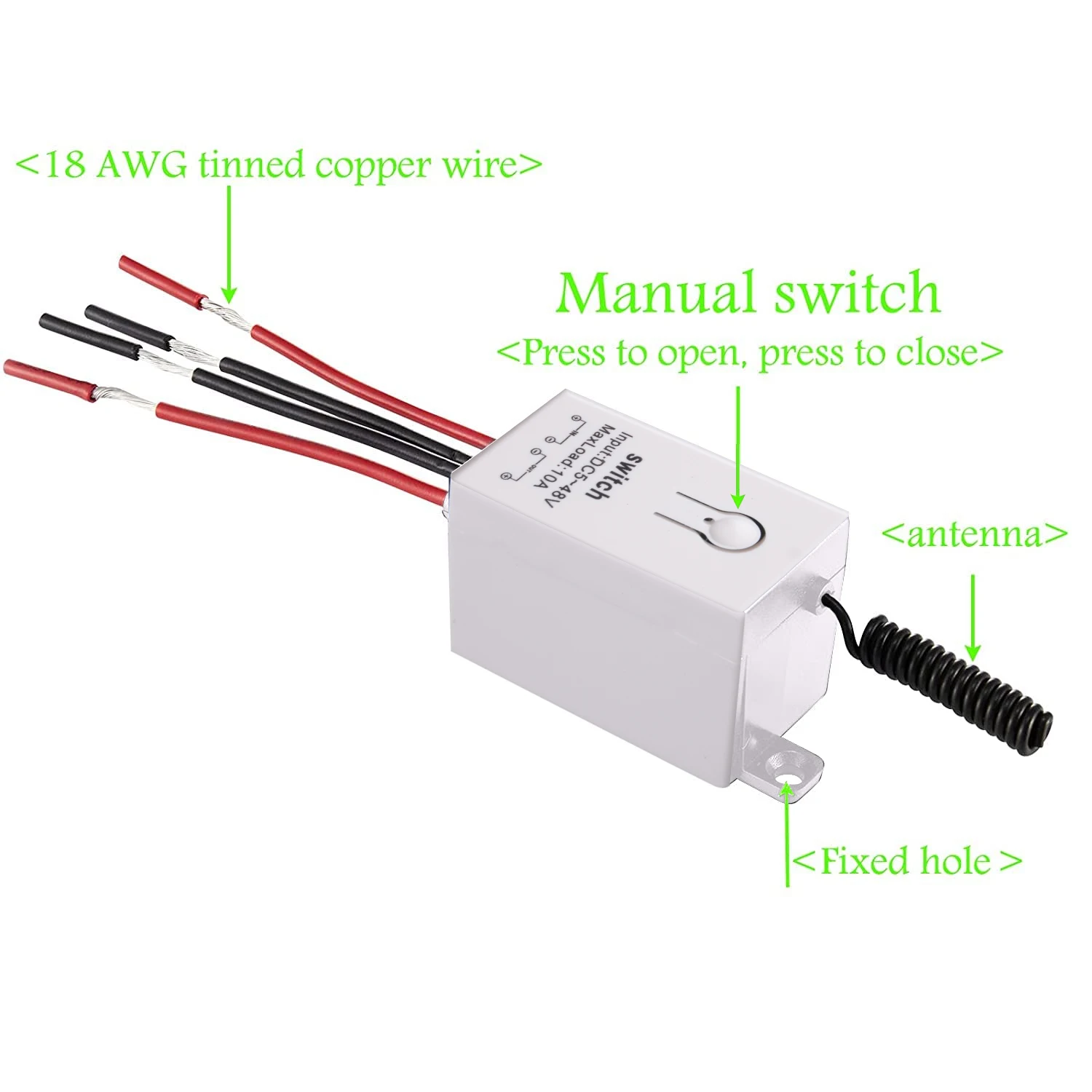 DC 5V 12V 24V 36V 48V 433 MHz RF interruttore di controllo remoto 10A modulo relè ricevitore trasmettitori bianchi ON OFF per lampada a LED fai da te