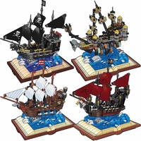 City MOC Black Pearl Queen Anne's Revenge Pirate Ship Magic Book Building Blocks DIY Pirate Boat Assemble Bricks Toys For Kids