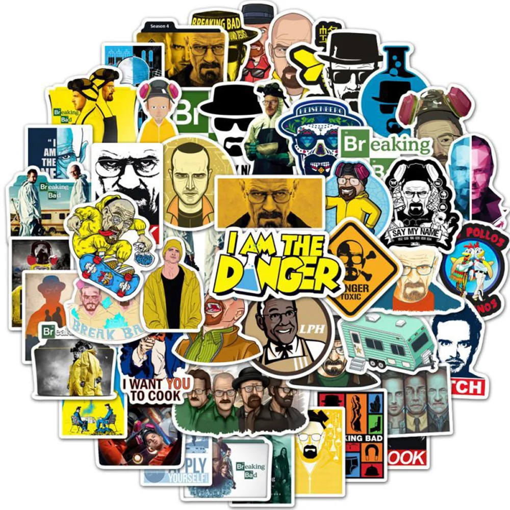 

10/30/50pcs Breaking Bad TV Show Stickers Classic Cool Cartoon Sticker Decoration Motorcycle Phone Skateboard Waterproof Decals