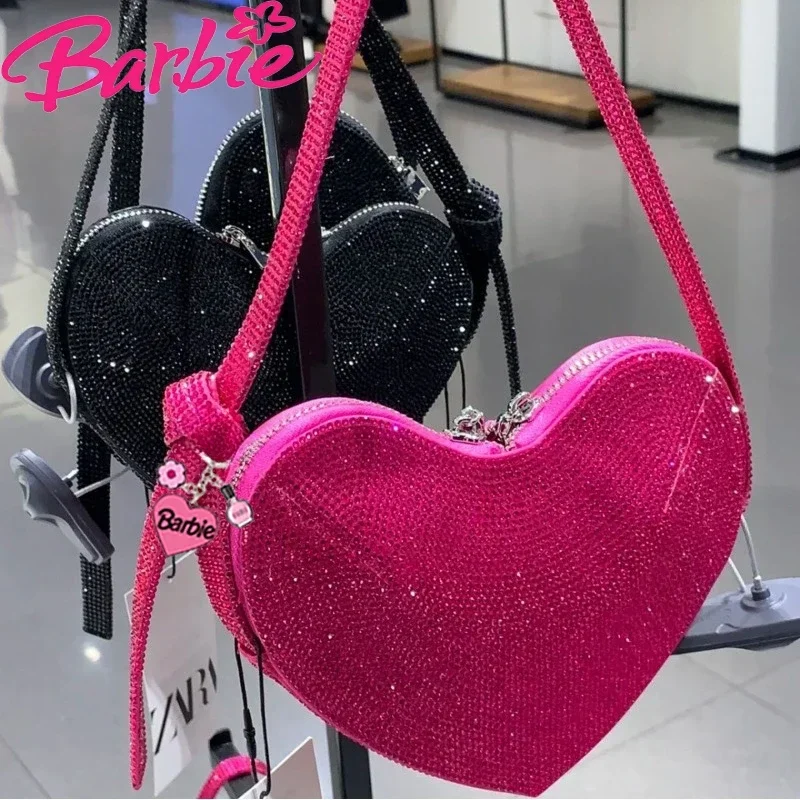 

Kawaii Barbie Handbag Anime Cute Cartoon Large Capacity Heart-shaped Shoulder Bag Casual Versatile Harajuku Y2k Storage Bag