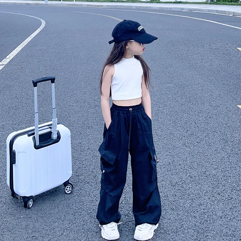 Mädchen Hosen Kinder Cargo hosen Sport Casual Hosen Mädchen Mode vielseitige Taschen Kleidung für Mädchen von 9 bis 12 Jahren