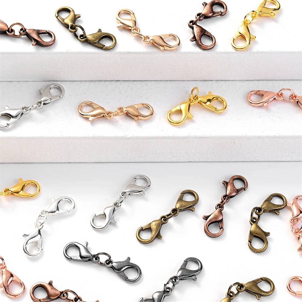 10 Stück Metall-Doppelkarabiner-Verschlüsse für DIY Armband- und Halsketten-Herstellung, Schmuckherstellung, Bastelbedarf und Zubehör – Detail 3